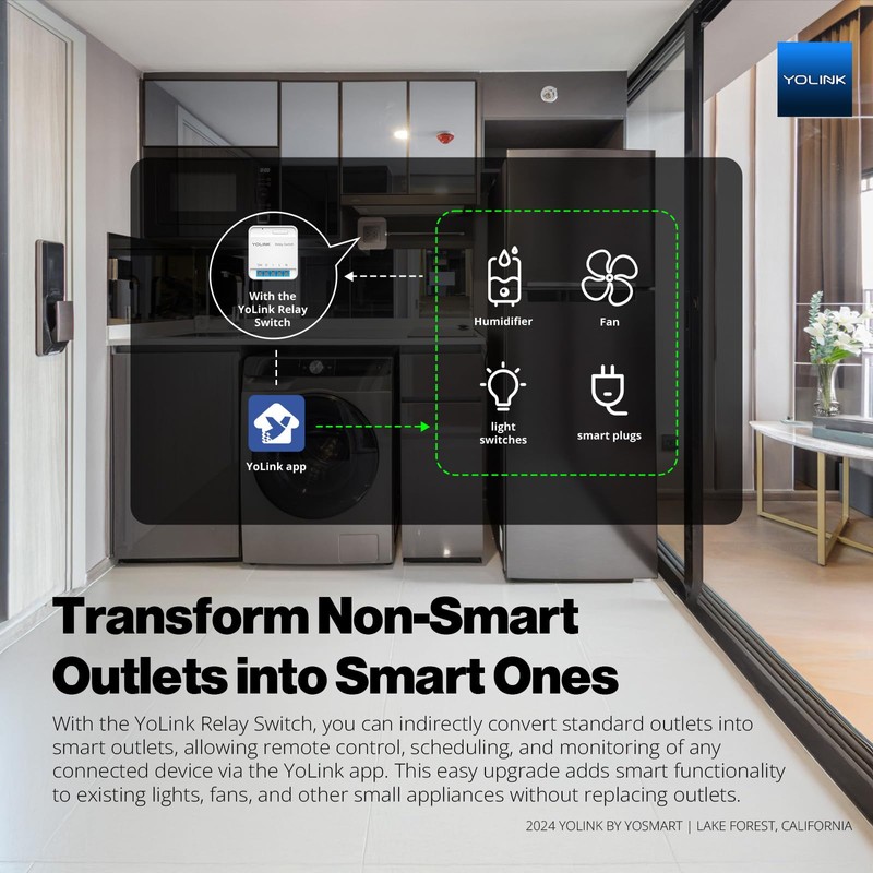 YoLink Relay Switch for Indoor Lighting, Any Home Appliances, Electric