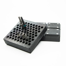 BOB'S TOOL COMPANY | 1/4" Hex Driver Bit Organizer | 43 Hex Slots | 2X2 | 84mm x 84mm | 42mm Gridfinity Alignment Grid Compatible (Black, 2X2)