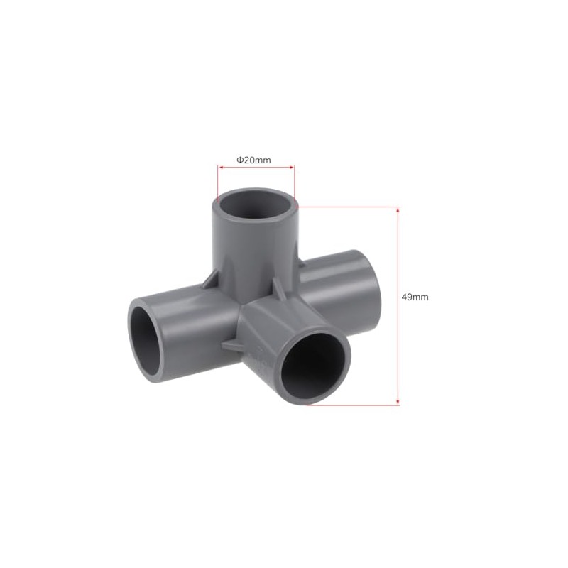 sourcing map 4-Way Elbow PVC Pipe Fitting Furniture Grade 20mm