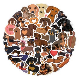 50Pcs Dachshunds Stickers for Kids Teens Adults Boys Girls Gift,Aesthetic Stickers Pack for Laptop,Skateboard,Luggage,Car,Bike, Cup,Computer,Water Bottle Decor,Dachshunds Vinyl Waterproof Stickers