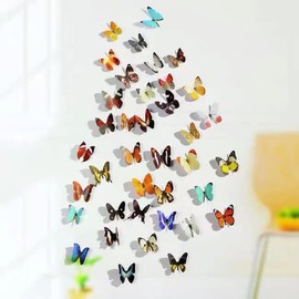 ZDY 72PCS 3D Colorful Butterfly Wall Stickers, Butterfly Wall Decals, DIY Art Decor Crafts for Classroom Offices Kids Bedroom Nursery Room(Purple, Blue, Pink, Red, Yellow, Green)