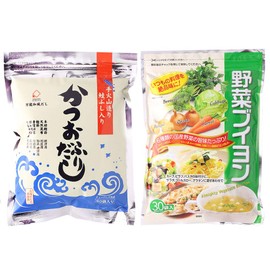Okikimono Club Dashi and Vegetable Bouillon Set [Dashi 15.5 oz (440 g), Bouillon 4.2 oz (120 g)