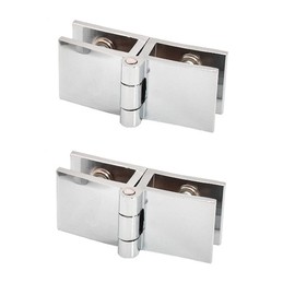 2Pcs Glass Bookcase Door Hinges180° Pivot Bilateral Clip Home Easy Install Glass Clamp Practical Durable Cabinet Door Hinge Bathroom Furniture Cupboard