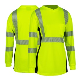 QELIN Hi Vis Shirts for Women Reflective ANSI Class 2 Safety Long Sleeve High Visibility Construction Work T Shirts,1 PACK