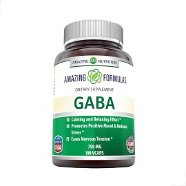 Gaba Para Reducción De Ansiedad Y Estrés 750mg 100 Caps Sabor N/a