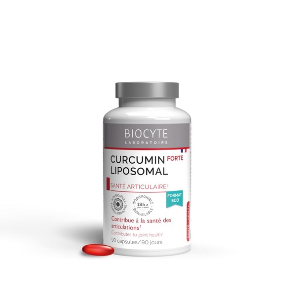 BIOCYTE Curcumin Forte x185 - Complément Alimentaire Santé des Articulations - Curcumine, Curcuma Liposomal et Vitamine E - 90 Capsules - Programme de 3 mois