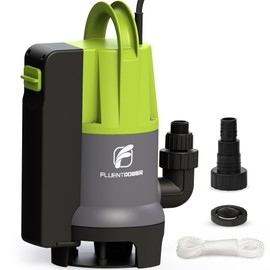 FLUENTPOWER 3/4HP Submersible Sump Pump, 3700GPH Utility Dirty Water Pump, Auto/Manual Control with 26.4 Ft Cord, Adapter, Check Valve and Rope for Basement Flood Cellar Pool Tub Garden Pond