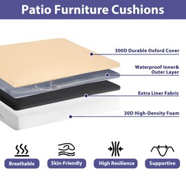 IPYNBAP Outdoor Chair Cushions Set of 4, Waterproof Outdoor Seat Cushions for Patio Furniture, Patio Chair Cushions with Handle and Ties, Square Outdoor Chair Pads,18.5" x 16" x 3", Beige