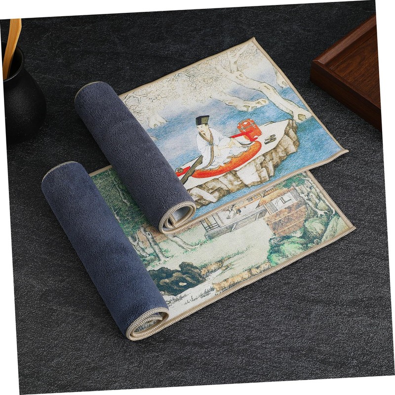 Kichvoe 2pcs Chinese Style Tea Towels Soft Absorbent Teapot Mats