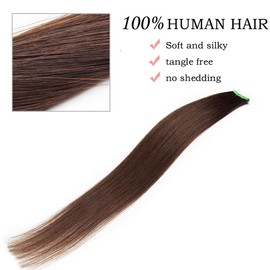 14" Tape in Hair Extensions Human Hair 10PCS #2 Dark Brown (20g)