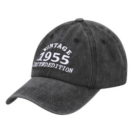 Starvortex Baseball Caps Mens, Vintage Distressed Baseball Cap, 70th Birthday Gifts for Men, 1955 Birthday Gifts for Men, Cool Unusual Gift for Dad Uncle Grandad Dark Grey