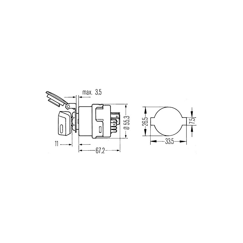HELLA 6JB 003 959-031 Ignition-/Starter Switch - Turn knob control