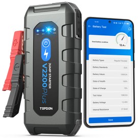 Car Battery Jump Starter and Battery Tester TOPDON 2-in-1 2200A Peak Battery Jump Starter for Up to 8L Gas/6L Diesel Engines 12V Portable Battery Booster and Tester