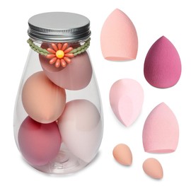 G4GADGET 6 PCS Makeup Sponges with Reusable Bottle Case, Non-Latex Assorted Color Foundation Blending Tools for Cream, Powder & Liquid, Soft and Durable Beauty Applicators