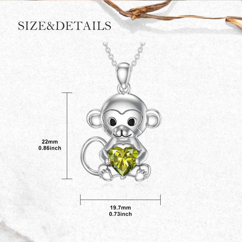 LONAGO Monkey Necklace Birthstone Monkey Pendant Necklace Jewelry Gift for