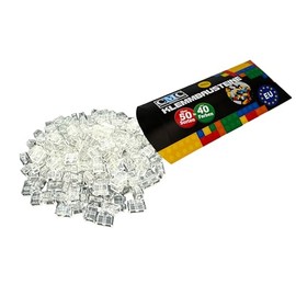 CMC imports 50 Clamping Blocks Building Blocks 1 x 2 Nubs Compatible Free Selection 34 Colours (920 - Clear - Transparent)