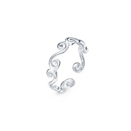 Amberta 925 Sterling Silver Toe Ring Adjustable Women's Dolphin Flowers Crown Leaf Foot Jewellery, Sterling Silver, No Gemstone