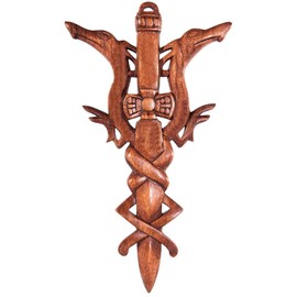Windalf Viking Dragon Sword 35 cm Decoration for Viking Tents Handmade Wooden
