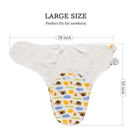 Little Tots Swaddle Blanket for Baby Girl Boy Easy Adjustable Infant Wrap 3 Pack Sleep Sack for Newborn Babies, Tog 0.8 Baby Wrap, 0-3 Months (Blue elephants)