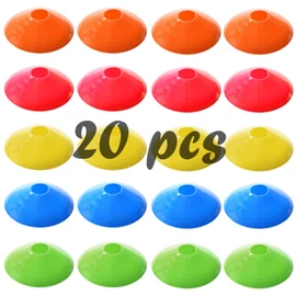 Taicols Agility Field Cones, 20 Pcs Soccer Markers Disc with Net Bag, Pro Disc Cones for Training Football, Soccer Cones Training Equipment for Low Profile Field Markers Training Football Basketball