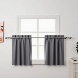 ZWARMY - 2 cortinas de cocina de 24 pulgadas, color gris oscuro para ventanas, cortinas de filtrado semiligero para recámara, sala de estar, sótano, baño, tratamientos de ventana (30 pulgadas de ancho