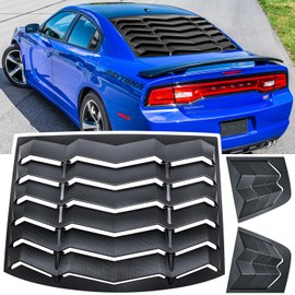 Rear+Side Window Louver for Dodge Charger 2011-2024 SXT GT R/T Scat Pack SRT Hellcat Widebody Redeye Daytona Windshield Sun Shade Cover GT Lambo Style Custom Fit All Weather ABS (Matte Black)