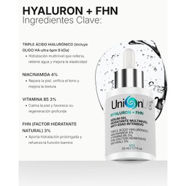 HYALURON + FHN Sérum Gel Hidratante Facial Triple Ácido Hialurónico más Factor Hidratante Natural, 30ml