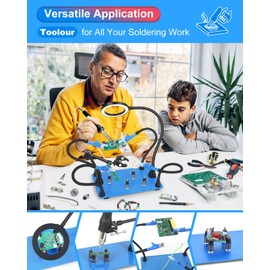 Helping Hands Soldering Tool with 6X/3X Magnifying Glass LED Light - Magnetic Third Hand for Electronics Repair,Jewelry Making,Hobby DIY Projects - Adjustable Alligator Clips & Heavy Duty Base