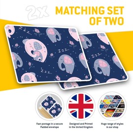 Rectangle Stickers (Set of 2) 10cm - Sleepy Elephants Pattern Baby Animal Cute Decals for Laptops,Tablets,Luggage,Scrap Booking,Fridges, 46311