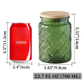 ANSQU Vintage Glass Jar, 23.7 FL OZ Glass Jar with Lid, Candy Jar with Lid, Vintage Colored Mason Jar for Kitchen, Cute Jar (Green, 1 Pack)