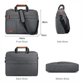 LOVEVOOK Laptop Bag for 17-17.3 Inch Notebook, Waterproof Briefcase, Men's Shoulder Bag, MacBook Bag, Business Bags for Men, darkgray