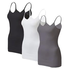 EUYZOU Women's Tummy Control Shapewear Tank Tops - Seamless Body Shaper Compression Top - Black/White/Grey 3pk M