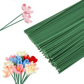 Coriver Flower Wire, Green, Pack of 120 Flower Stems Floristry Wire with Flower Ribbon, 2 mm x 30 cm, Flower Arrangements, Florist Wire, Flower Stems for DIY Flower Bouquets, Craft, Wreath, Bouquet