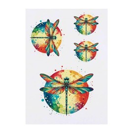 Azeeda 4 x 'Bunte Libelle' Temporäre Tattoos - Wasserfest, Hautfreundlich & Ungiftig · Transfers in Verschiedenen Größen (TO00073924)