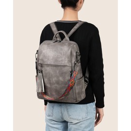 FADEON Backpack Purse for Women, Designer Ladies Vegan Leather Shoulder Bag, Fashion Roomly Travel Backpack Purses