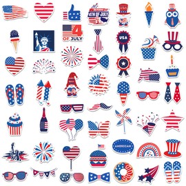 100pcs 4th of July Theme Waterproof Vinyl Stickers - Patriotic Independence Day & Party Favors for Laptop, Water Bottle, Skateboard