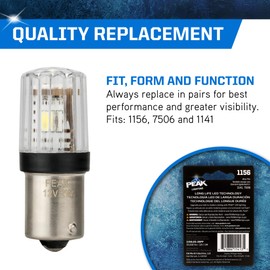 PEAK 1156LED-2BPP Bright White LED Bulbs for Turn Signals, Blinkers, License Plate, Car Interior, Brake Tail Lights, 360°, Pack of 2