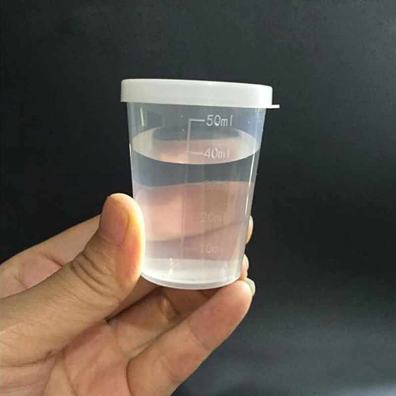Re-useable Transparent Plastic Beakers Graduated Measuring Specimen Cup 50ml PP