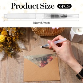 Xindojuz 6 PCS Letter Sealer, Pencil Style Envelope Sealer Moistener, Stamp Moisteners with Nylon Brush Head, Envelope Licker Tool Mailing Moistener Wetter Roller for Office Classroom (Clear)