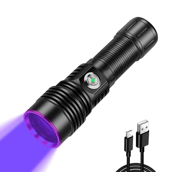 WINDFIRE UV Flashlight Rechargeable, 365nm Blacklight Flashlights Powerful, Black Light