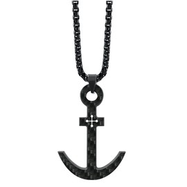 Lion & Son Carbon Necklace with Carbon Pendant Stainless Steel Chain Anchor Cross Infinity, Stainless Steel Carbon Stainless steel, Carbon