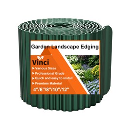 Vinci Garden Landscape Edging Border, 6 Inch x 10 FT Corrugated Sturdy Metal Easy Installation Safe Hemmed Lawn Garden Border Edges for DIY Flower Beds, Pathways and Patio Design (Green)