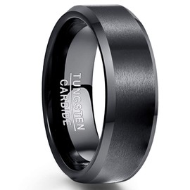 NUNCAD Tungsten Silver / Black / Gold-Plated Ring, 4 mm / 6 mm / 8 mm, Brushed, EU Size 52 to 70