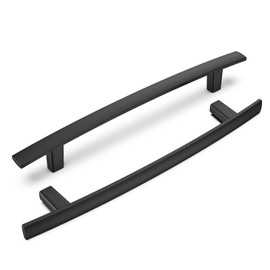 homdiy 10 Pack Cabinet Handles Matte Black Cabinet Pulls, Arch Kitchen Drawer Pulls 5 Inch(128mm) Hole Center Curved Dresser Drawer Handles for Cabinet Pulls for Cabinet Hardware