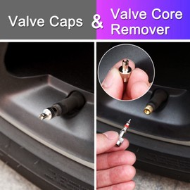 Dsycar 12 Pack Tire Valve Caps, Metal Valve Stem Caps with Valve Core Remover, Rubber Seal Inside, Universal for Cars, Trucks, Motorcycle, Bicycle (Silver)