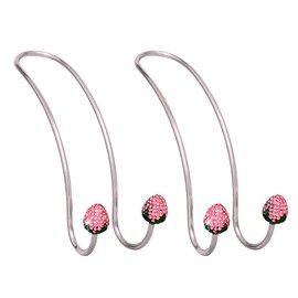 LAINLOY 2PCS Strawberry Shape Headrest Hooks, Bling Purse Hook Hangers, Car Headrest Hooks Decorations, Durable Car Backseat Hanger, Holder Universal for SUV Truck Vehicle (Pink)