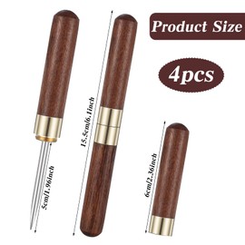 YBEATY 4 Pcs Ice Picks With Caps Cover Non-Slip Wooden Handle Pick Stainless Steel Ice Breaker Tool for Bars Kitchen Bartender Picnics Camping Restaurant Breaking Tea Knife Easy Grip