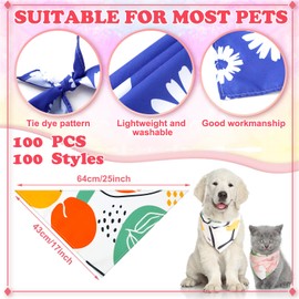 Huhumy 150 Pcs Dog Bandanas Bulk Pet Bibs Colorful Triangle Scarf Pet Bandanas for Medium Large Dogs Spring Summer Birthday Costume Decoration (Boho)