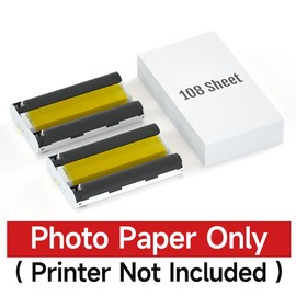 4x6 Photo Printer - Ideal FathersDayGift Includes 20 Sheets & 1 Ribbon, Picture Printer for iPhone/Android/Smartphones, Portable Thermal Dye-Sublimation Printer with AR Video Printing:_108 Sheets Photo Paper ONLY (No Printer)
