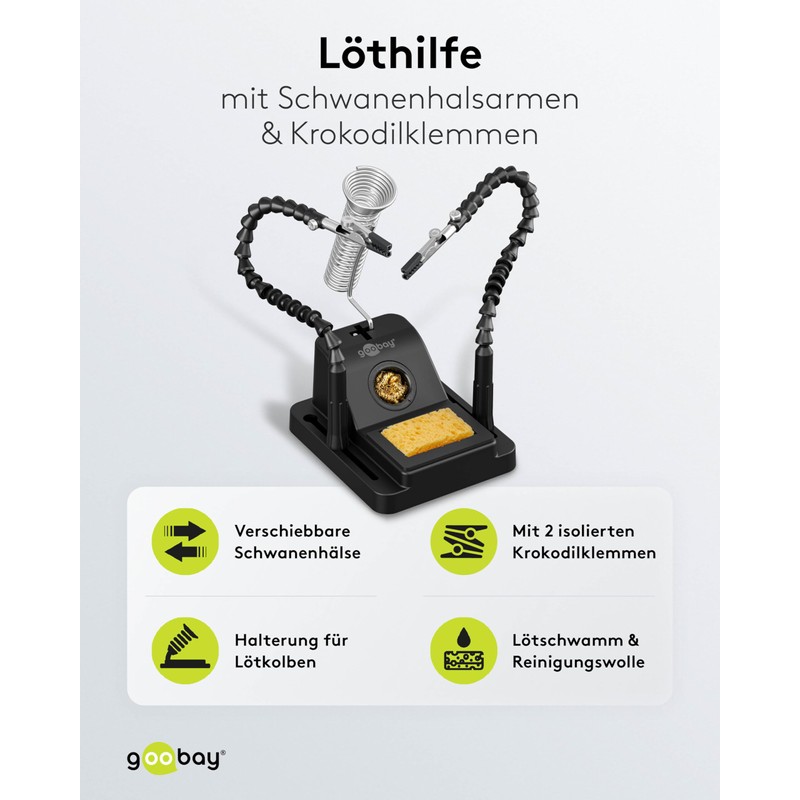 goobay Soldering Aid Third Hand - Helper for Soldering Work,